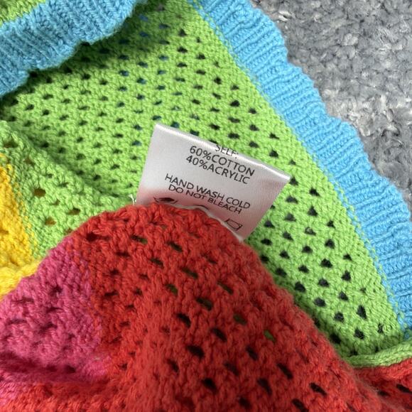 Ces Femme Crop Top Open Knit Oversized Cap Sleeve Sweater Size Medium - Picture 6 of 6